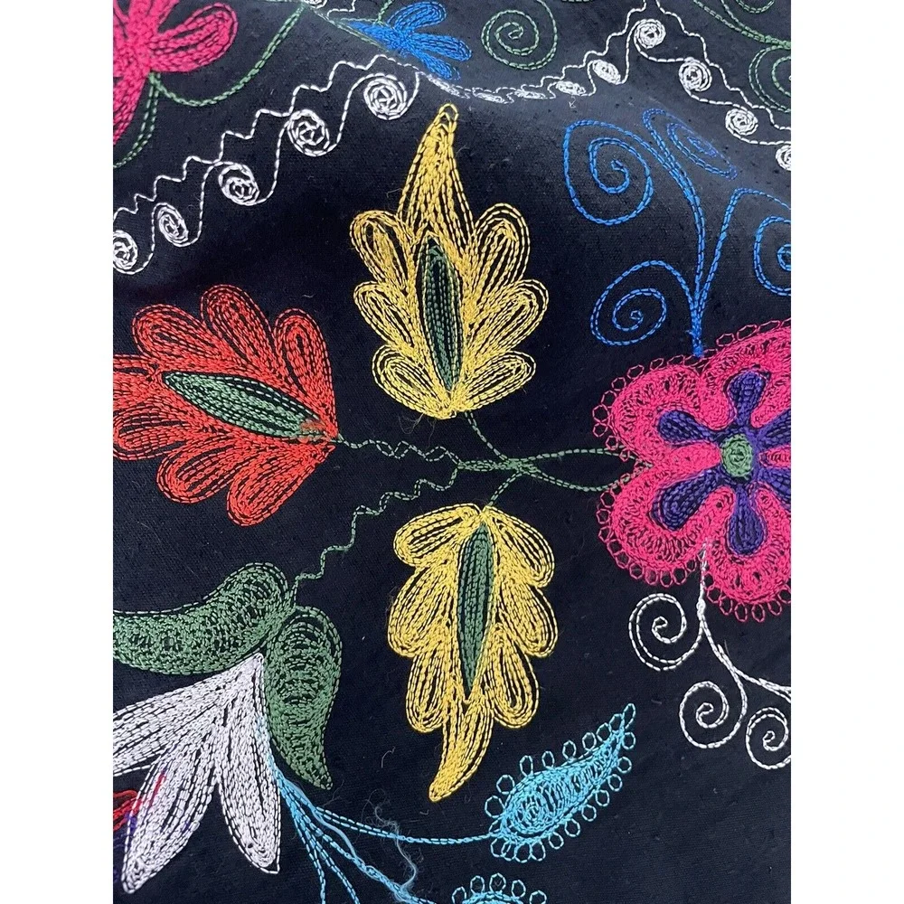 Vtg‎ Uzbek Suzani Handmade Embroidery on Velvet Tablecloth Wall Hanging 53